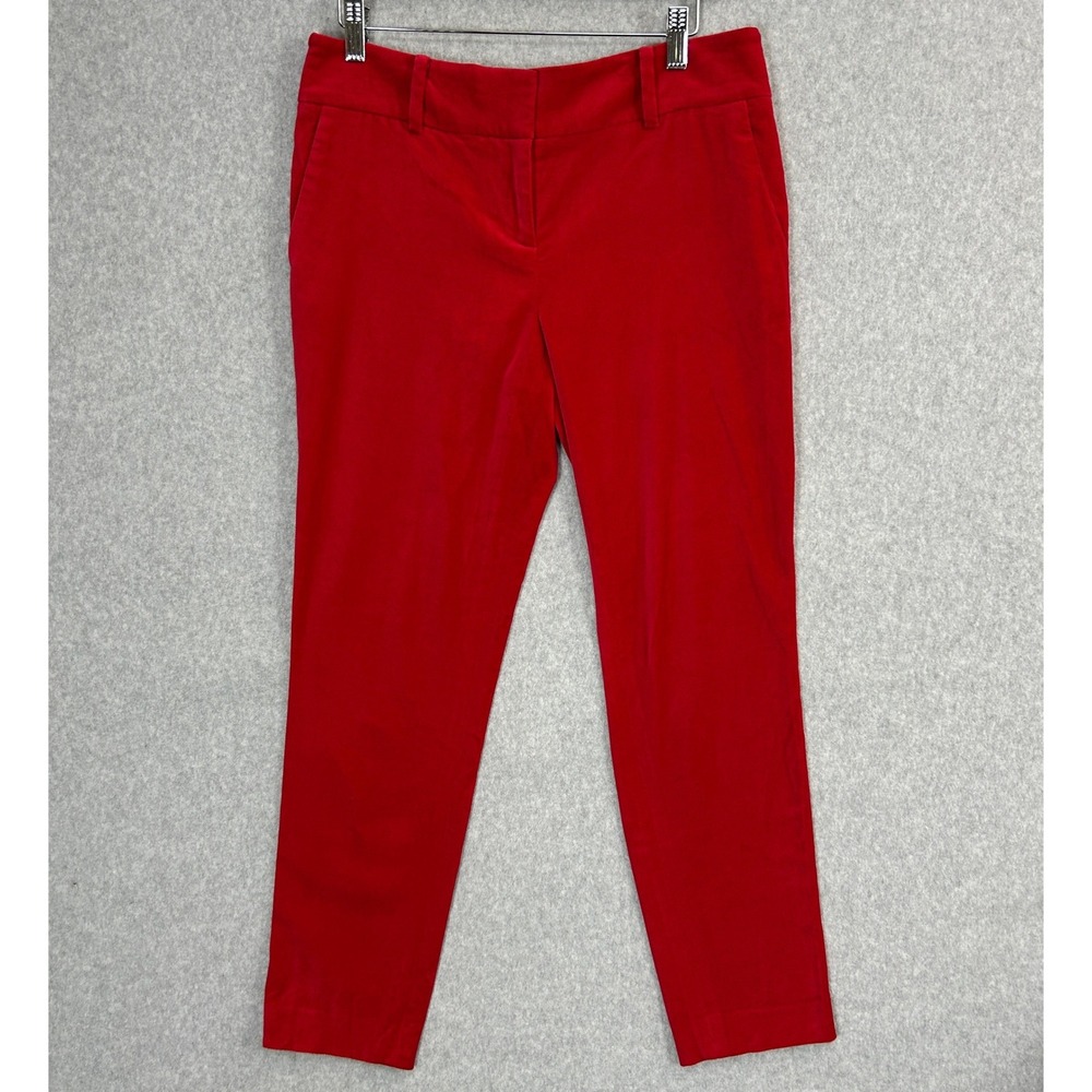 Ann Taylor Red Velvet Pants Slim Straight Leg Trousers Holiday Womens Size 4